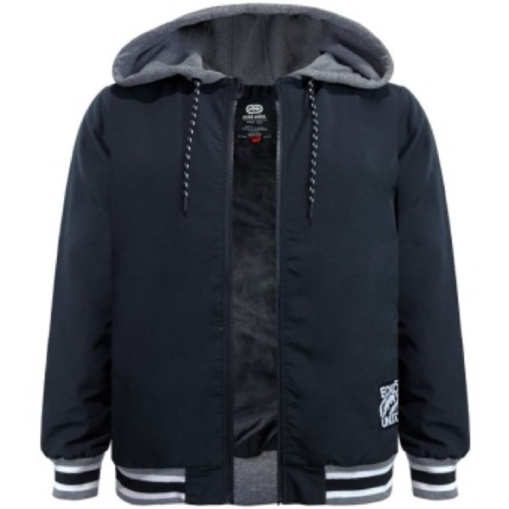 Ecko Unlimted Size XXL Black and Gray Light Windbreaker Ripstop Jacket TINY FLAW